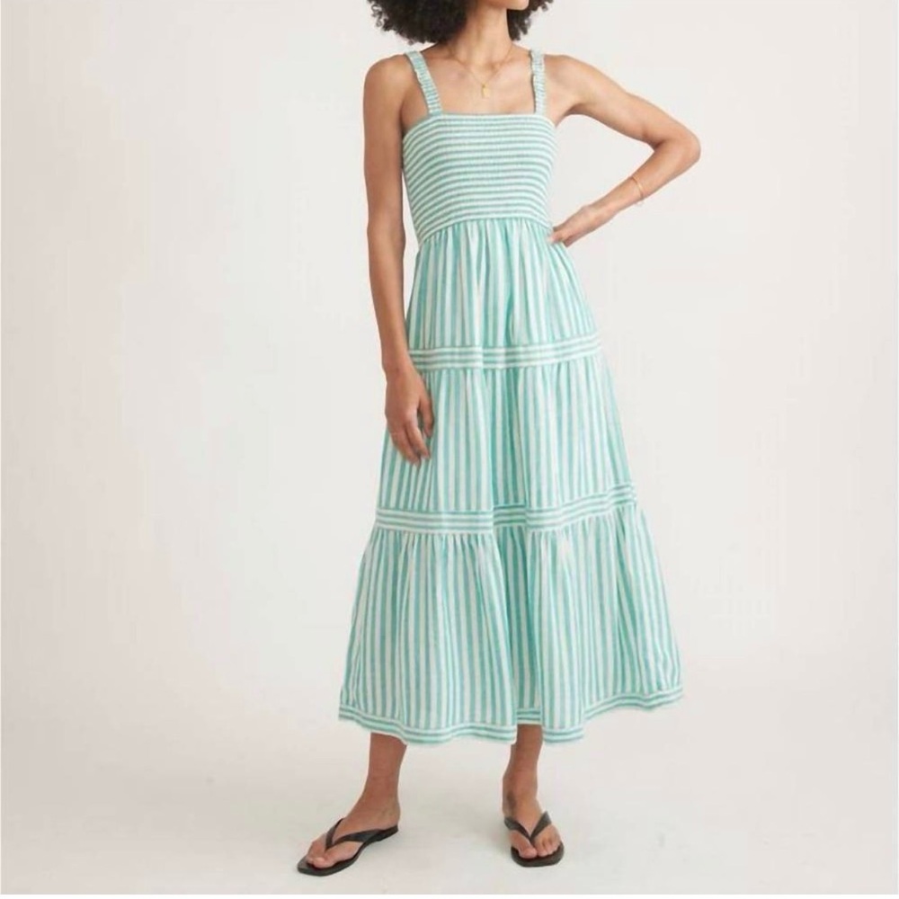 Marine Layer Selene Maxi Dress in Deep Aqua Green stripe - Size XS. NWOT